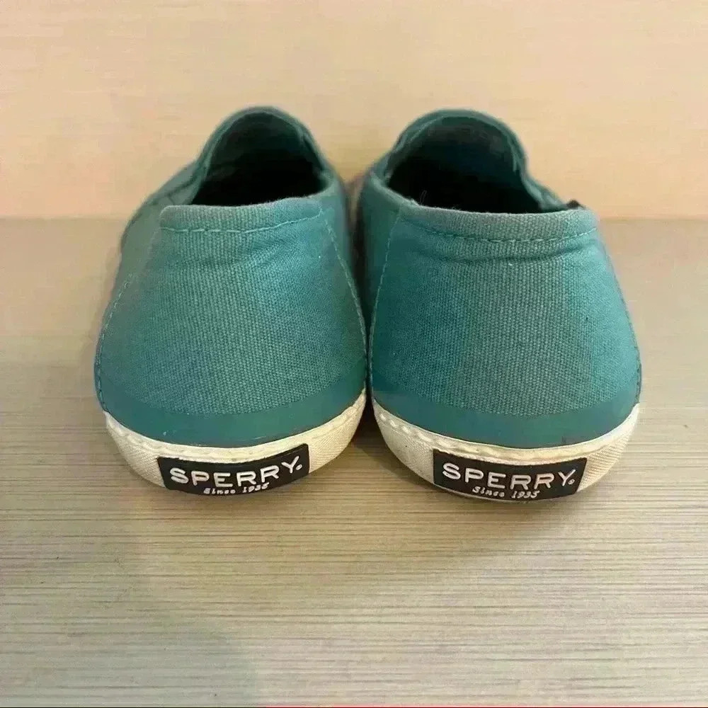 Sperry Slip-on Shoes Blue Canvas Boat Shoes Size 8 - Picture 5 of 9